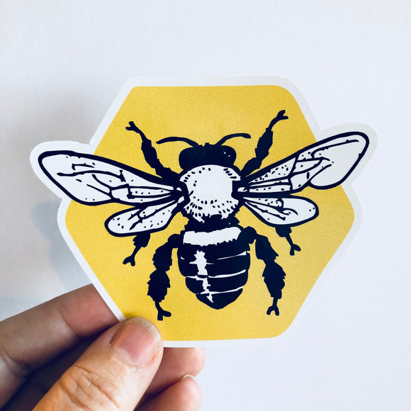 Honeycomb bee sticker