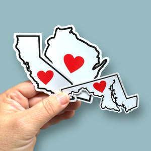 ALL US STATES heart sticker (50 options)