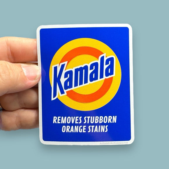 Kamala removes stubborn orange stains rectangle Kamala Harris vinyl sticker