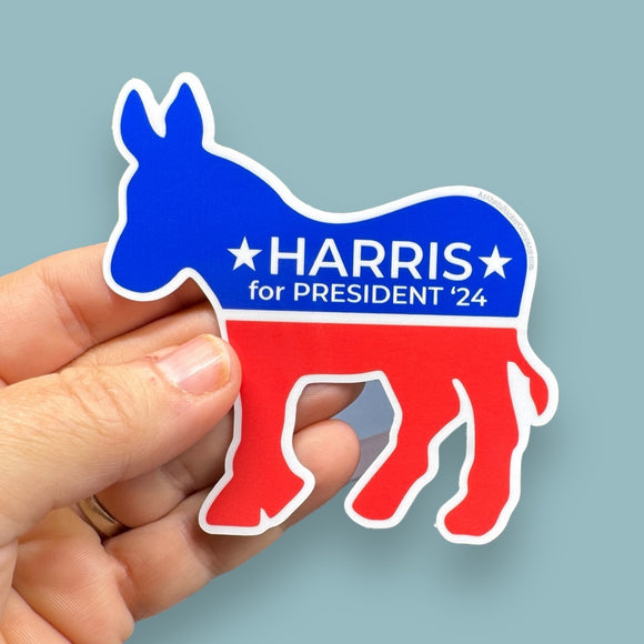 Harris for President '24 democrat donkey vinyl sticker