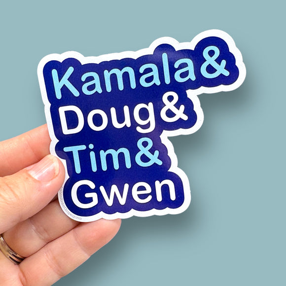 Kamala and Doug and Tim and Gwen vinyl sticker