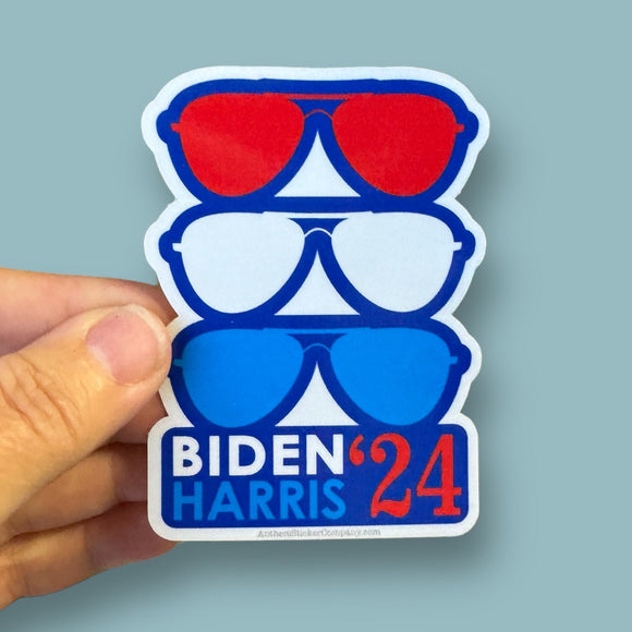 Biden Harris '24 red white and blue shades sticker