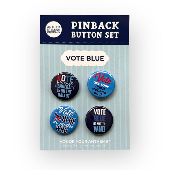 vote blue button set