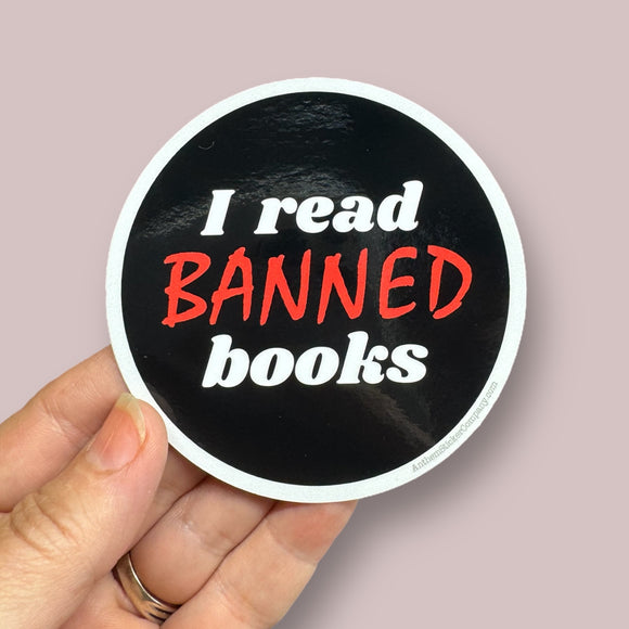 I read banned books circle sticker