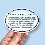 Article 2, Section 4 Impeachment vinyl sticker
