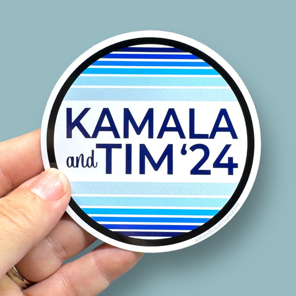 Kamala and Tim 2024 retro vinyl sticker