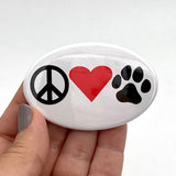 peace love dog pawprint oval magnet