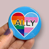 Ally heart blue round magnet