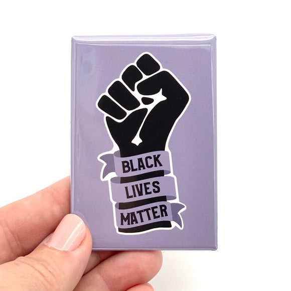 black lives matter fist rectangle magnet