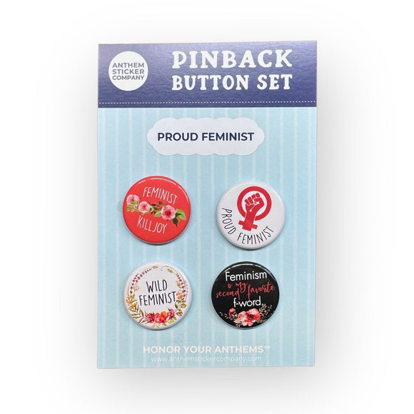 proud feminist button set