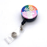 mom hugs flag badge reel