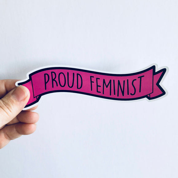 proud feminist banner sticker