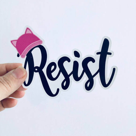 resist pink hat sticker