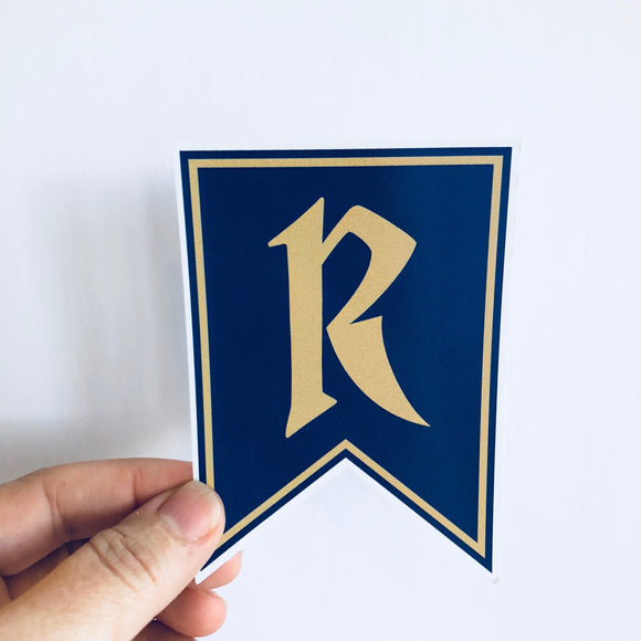 blue and bronze house pennant sticker