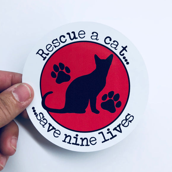 rescue a cat save nine lives sticker