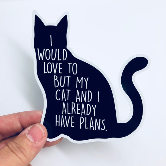 i would love to but my cat sticker