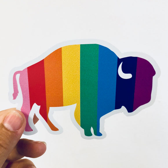 Rainbow buffalo sticker