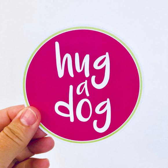 hug a dog sticker laptopsticker