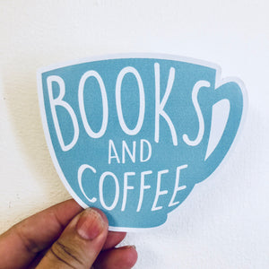 books and coffee sticker