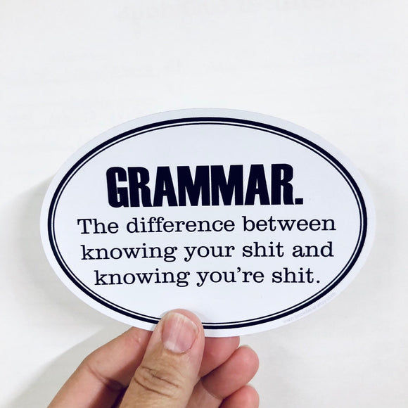 grammar the difference between knowing sticker