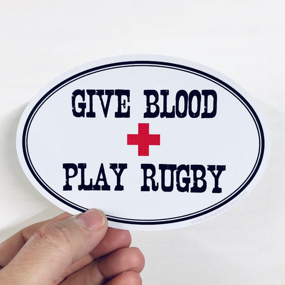 give blood play rugby sticker