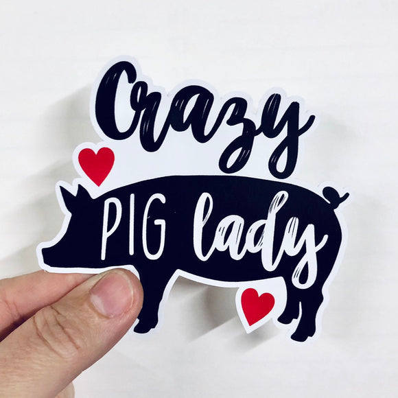 crazy pig lady sticker