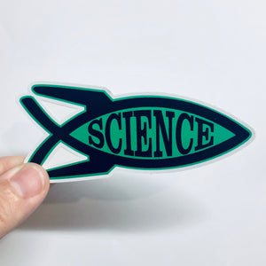 science rocket fish sticker