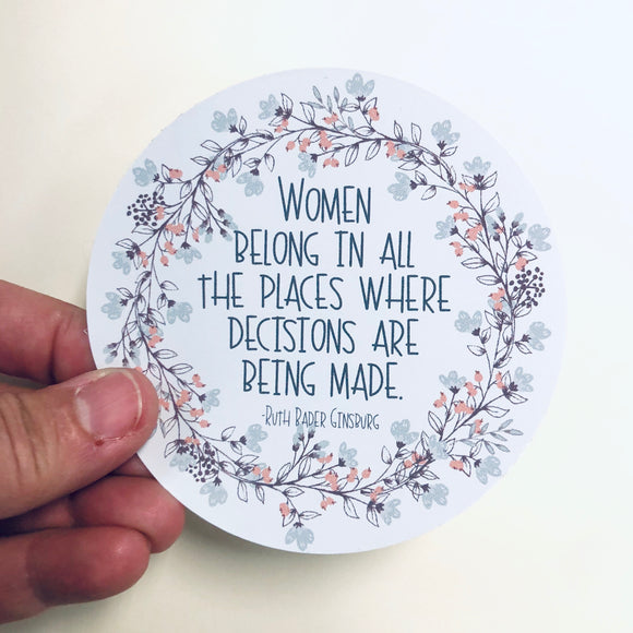 Women belong floral sticker
