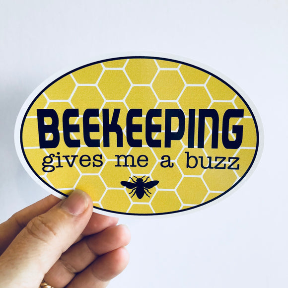 beekeeping gives me a buzz sticker