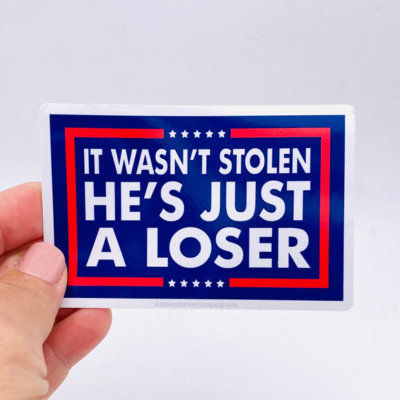 It wasn't stolen; he's just a loser sticker