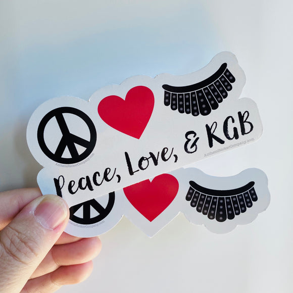 Peace Love and RBG quote sticker