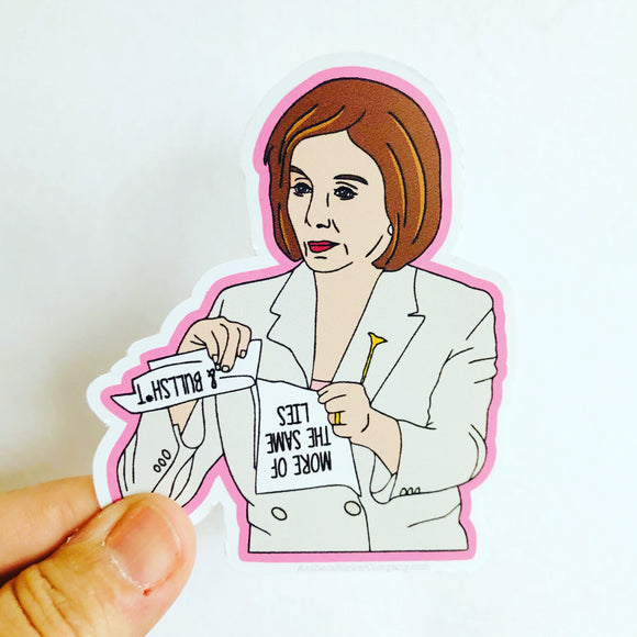 Ripped Nancy Pelosi sticker