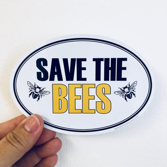 Save the bees oval sticker
