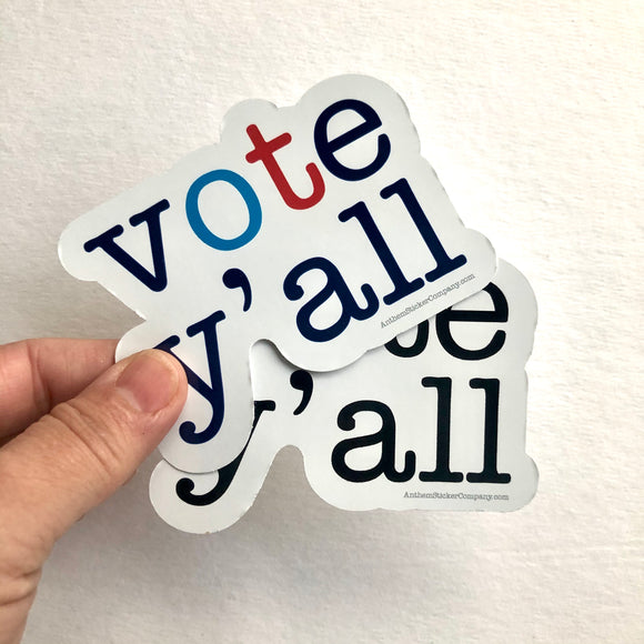 vote y'all (typewriter) sticker